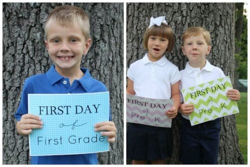 First Day of School Photo Free Printable Signs