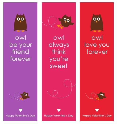 Owl Valentine's Day Bookmarks - Free Printable Design by Amy Locurto at LivingLocurto.com