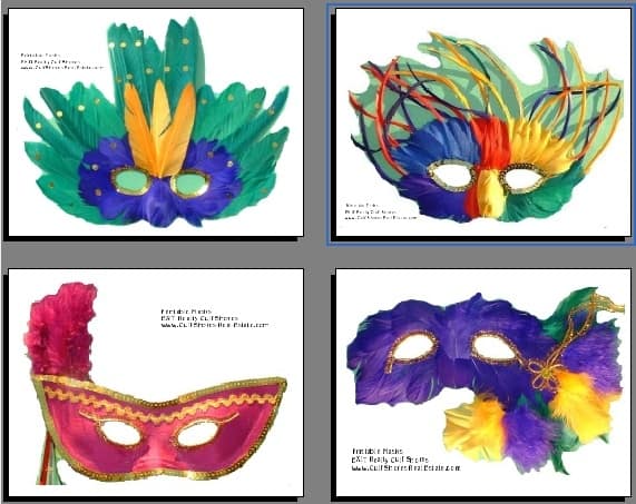 Children size printable Mardi Gras Masks from Gulf Shores Alabama Real 