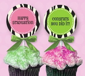 Zebra Graduation Cupcake Toppers