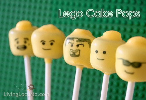 I made these cake pops for my son's Lego party Aren't they cute