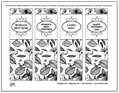 Mother Coloring on Mother S Day Bookmarks   Coloring Sheet  Free Printable    Living
