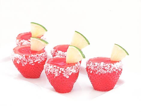 Strawberry Maragarita Jello Shots via Bakers Royale Strawberry Maragarita Jello Shots Recipe
