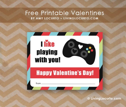 Free Printable xBox Video Game Valentine by Amy Locurto at LivingLocurto.com