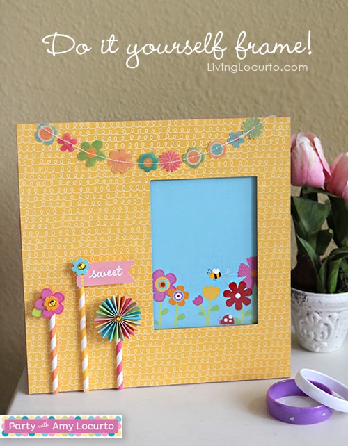 Easy DIY Frame made with Party with Amy Locurto from Pebbles Scrapbook Collection. DIY Gift - Craft Tutorial