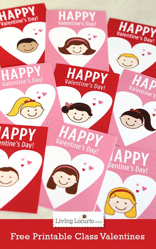 Free Printable School Valentine's Day Cards For Kids by LivingLocurto.com