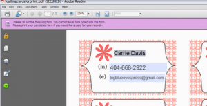 Free Personalized Calling Cards
