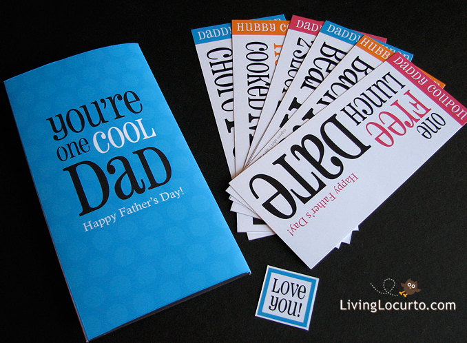 A fun printable Father's Day Card and coupons you can print from home on your computer! Dads will love these coupons and card. Easy last minute gift idea!