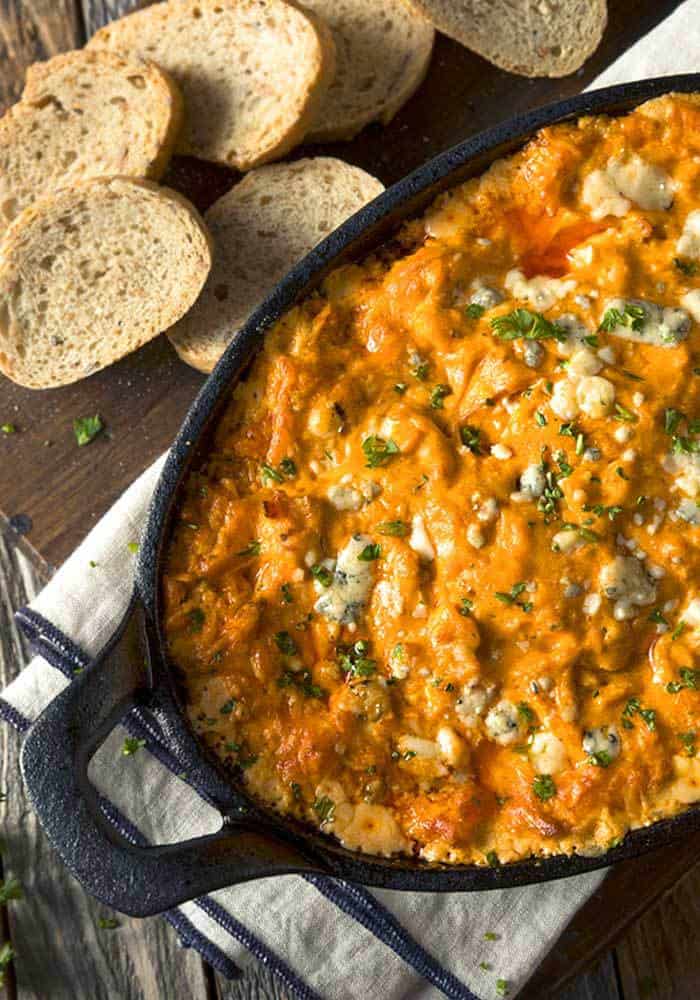 The BEST Buffalo Chicken Dip recipe. Easy hot wings chicken dip appetizer game day party food!