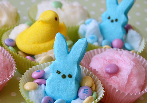 Cotton Candy Easter Peeps Cupcakes