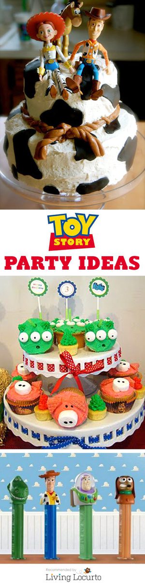 Toy Story Party ideas! Disney Birthday Party Ideas for kids. Cute Woody, Buzz Light Year and the gang themed cakes, cookies, cupcakes, free party printables, party favors, crafts and kid games! LivingLocurto.com