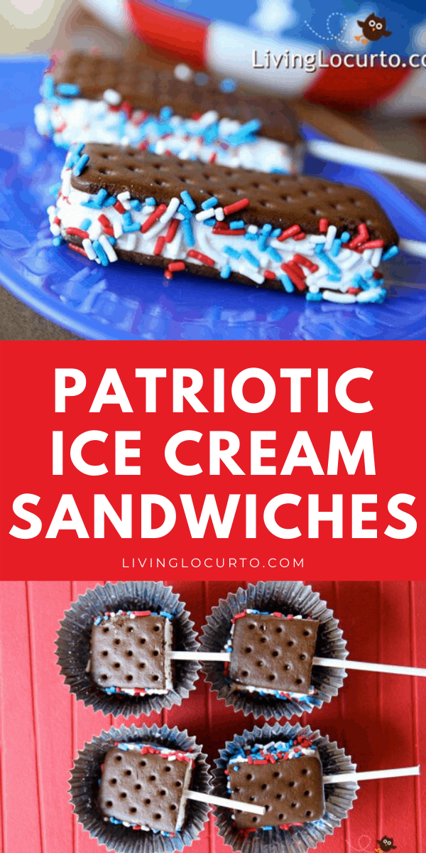 Red white and blue Ice cream sandwich pops