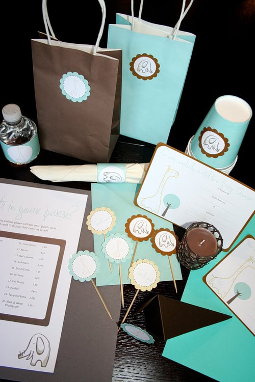 Blue & Brown Baby Shower {Free Party Printables}