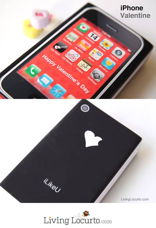 Free Printable iPhone Valentine for Kids! Adorable idea for class gifts on Valentines Day. Looks just like an iPhone. Livinglocurto.com