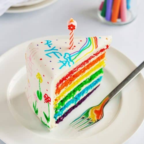 Doodle rainbow cake - Edible maker birthday cake idea