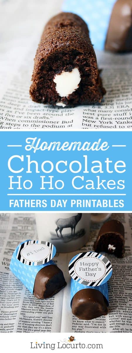 Father's Day Ideas - Homemade Ho Ho Chocolate Cake Recipe. Free printable Father's Day gift tags. LivingLocurto.com