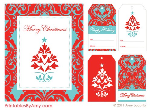 Red & Aqua Holiday Party Printables