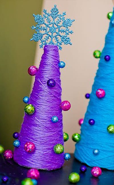 Yarn Christmas Trees – DIY Craft