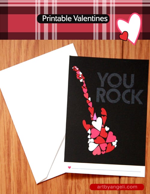 Free Printable You Rock Valentines Day Card