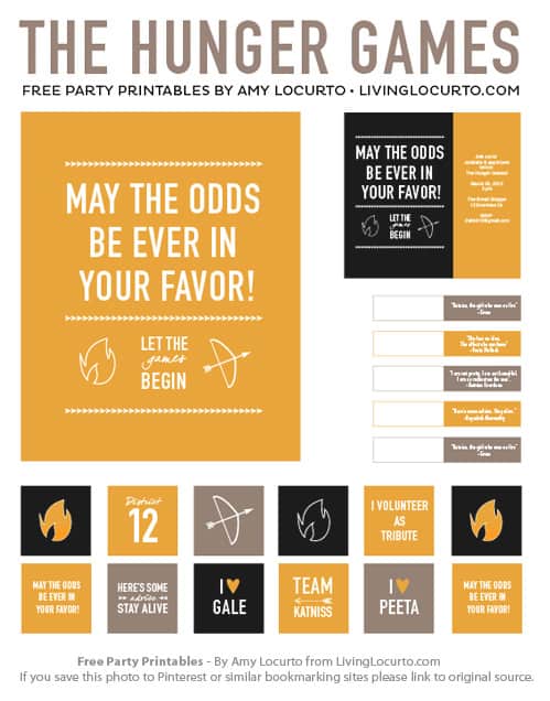The Hunger Games Free Party Ideas - Free Printables