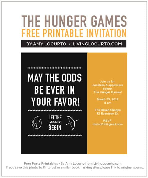 Hunger Games Party Invitations Printable Free