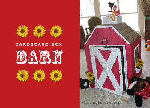Cardboard Box Barn DIY Play House for Kids