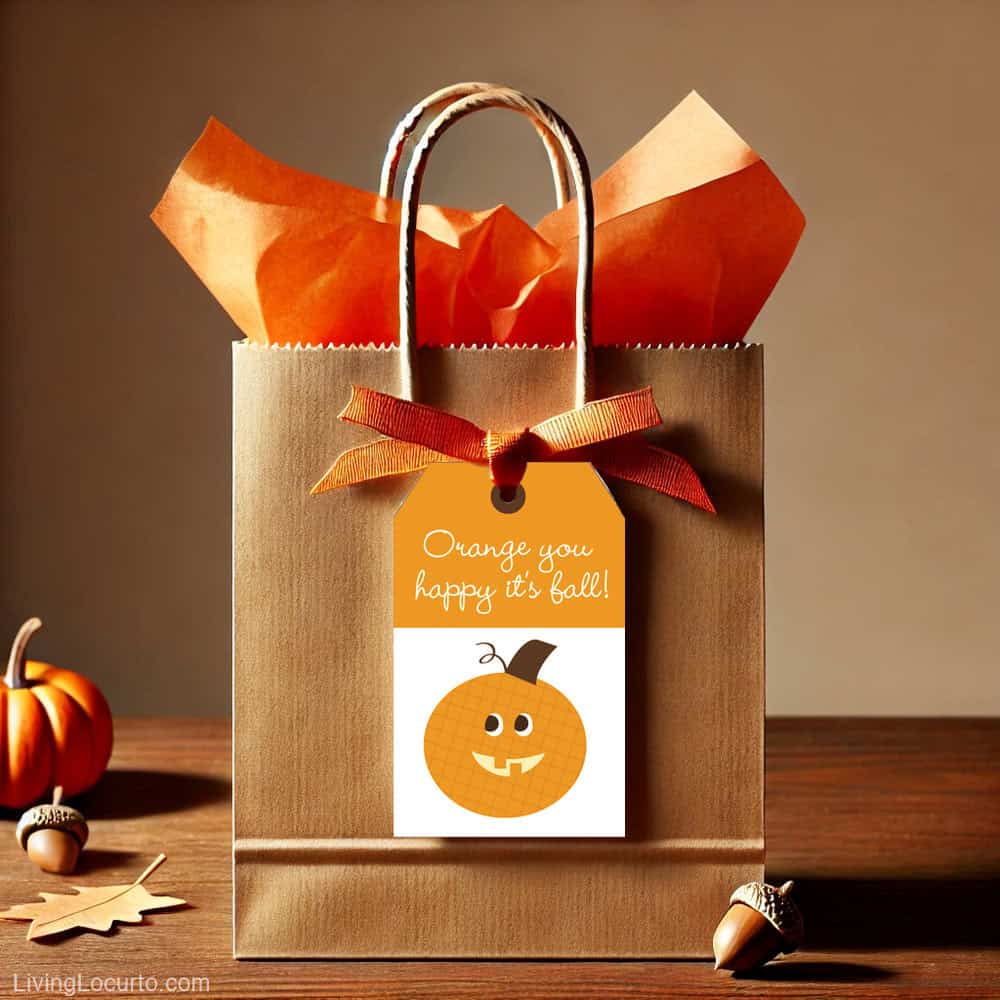 fall gift bag with tag