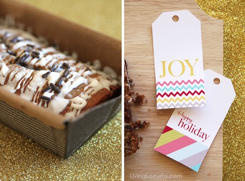 DIY Christmas Gift Idea - Chocolate Banana Nut Bread and Free Printable Tags. LivingLocurto.com