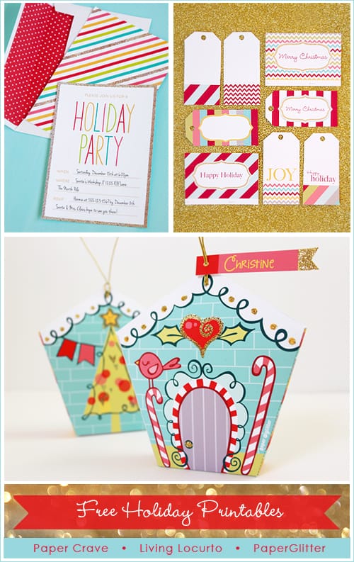 Adorable Holiday Free Party Printables! Invitation, Tags & Ornament |  Living Locurto 