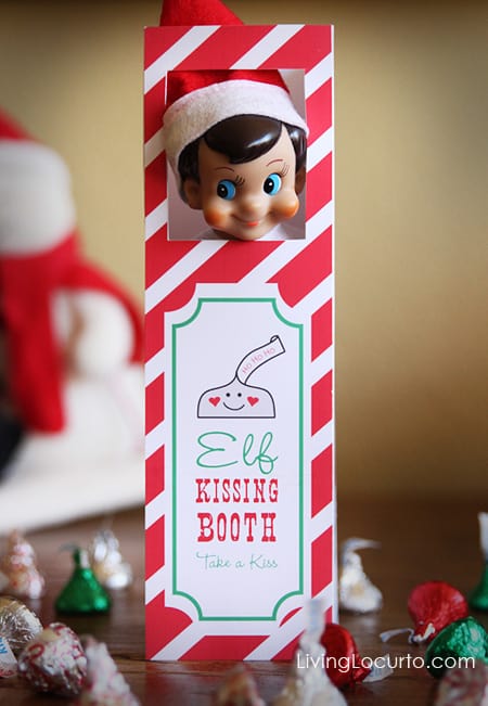 Cute Elf Kissing Booth for your Christmas Elf on the Shelf! Printable design by Amy Locurto at LivingLocurto.com