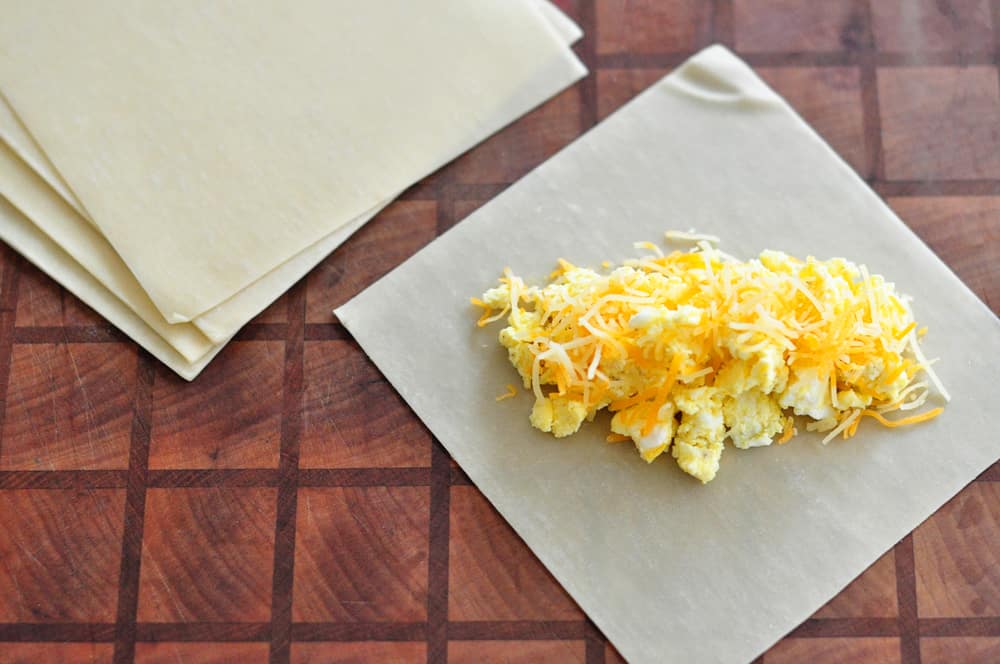 Scrambled Egg & Cheese Egg Rolls with Sausage Gravy