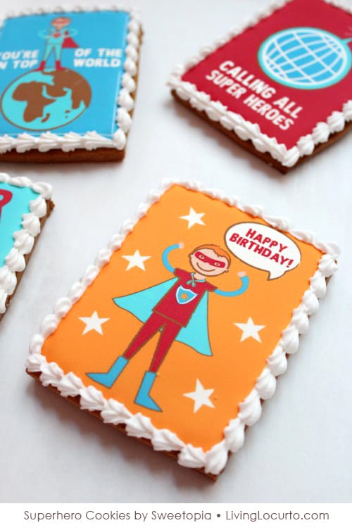Superhero Birthday Party Cookies by Sweetopia for LivingLocurto.com