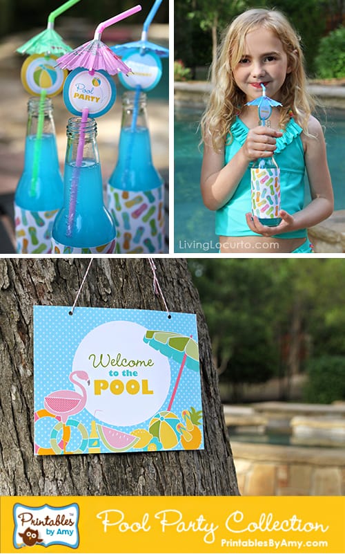 Pool Party Ideas! Fun Food & Party Printables by Amy Locurto. Living Locurto. Pool drinks