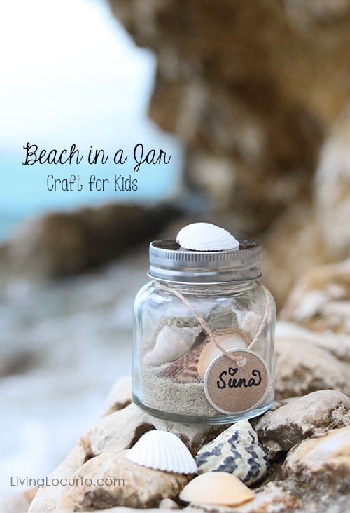 Easy Kids Craft Idea to Preserve Vacation Memories - Beach in a Jar - LivingLocurto.com