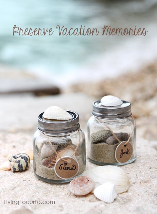 Memory Sand Jars are a fun craft for kids while on family vacation! Make a beach in a jar with sand and shells from your vacation to remember the trip. Such a fun vacation keepsake.