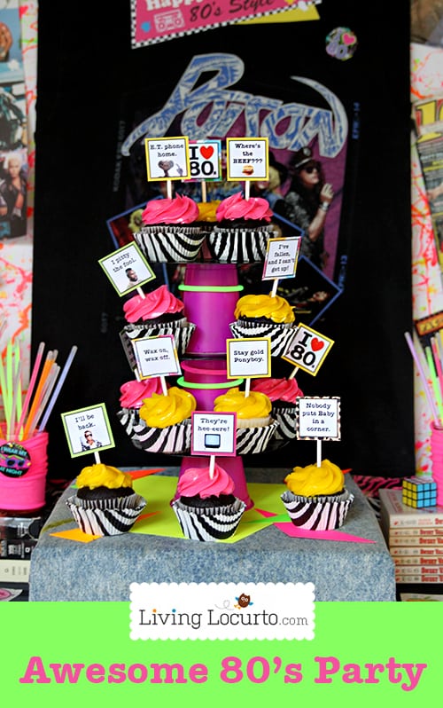 Awesome 80's Birthday Party Ideas! Go back to the 1980's with these rad neon birthday party ideas and hilarious party printables. Jello shots, acid washed jeans and big hair!