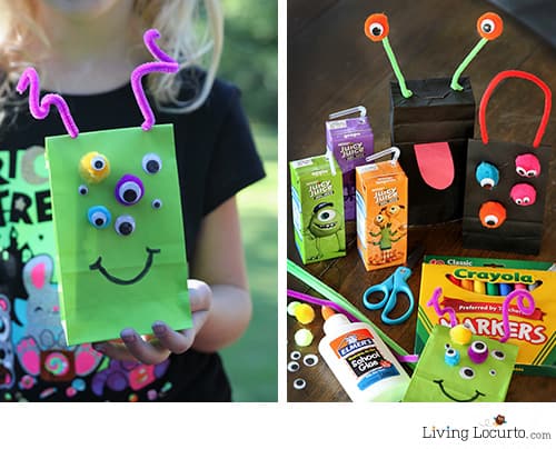 Cute Monster Puppet Crafts for Kids. Juicy Juice & Monsters University Ideas. LivingLocurto.com