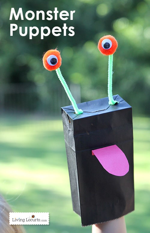 Cute Monster Puppet Crafts for Kids. Juicy Juice & Monsters University Ideas. LivingLocurto.com