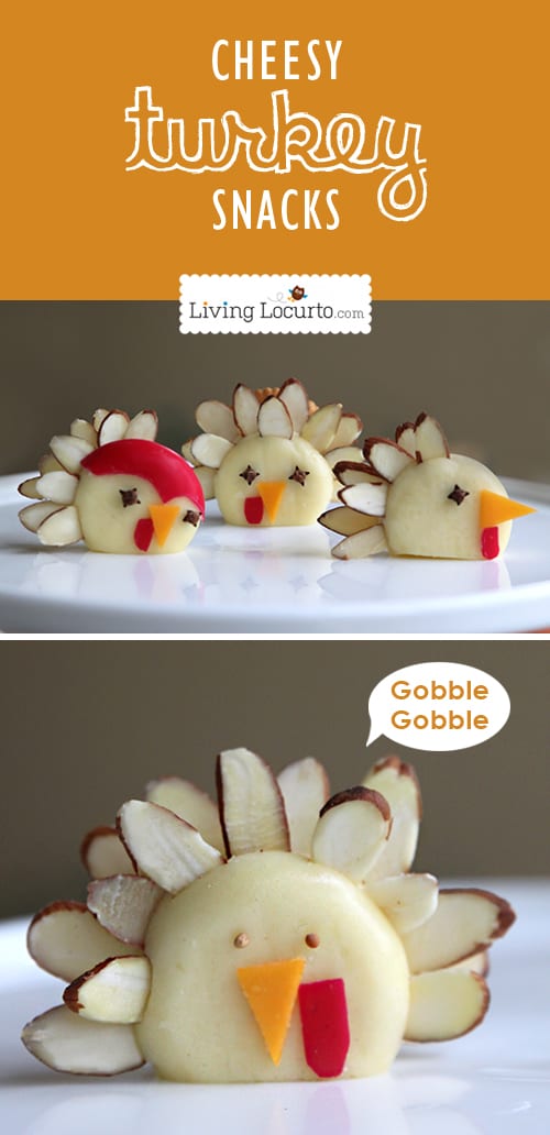 Turkey Cheese Snacks - Healthy Fun Food Idea for Kids by LivingLocurto.com #thanksgiving #funfood