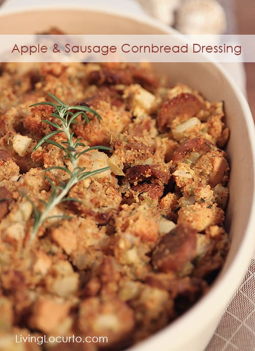 This Apple and Sausage Cornbread Dressing is a delicious Thanksgiving side dish or everyday dinner recipe! The combination of apples and sausage lets you enjoy sweet and savory flavors in one bite.