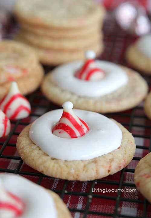 Peppermint Sugar Cookie Recipe - Delicious cookies that look like Santa Hats! LivingLocurto.com