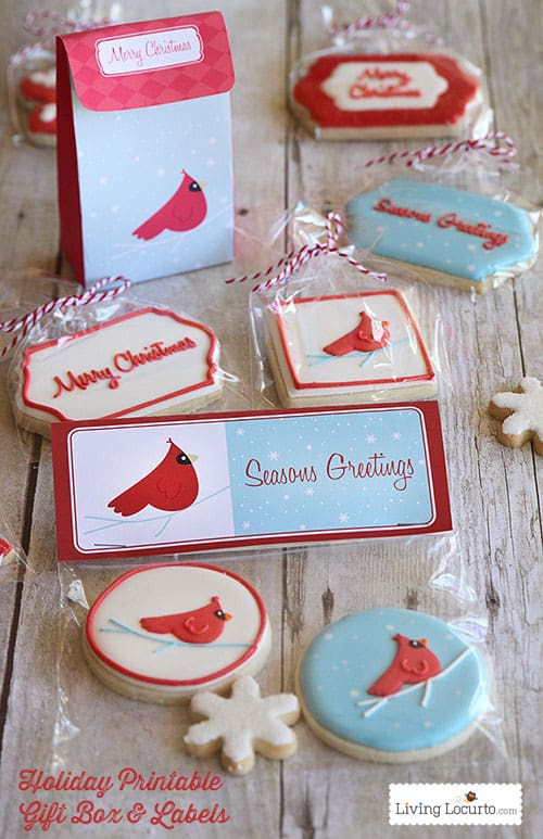 Beautiful Red Bird Christmas Printables & Cookies - A perfect DIY Gift Idea! LivingLocurto.com ~ Cookies by Lizy B
