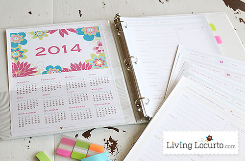 Printable Personal Planner with 2014 Calendar and organizational sheets. LivingLocurto.com