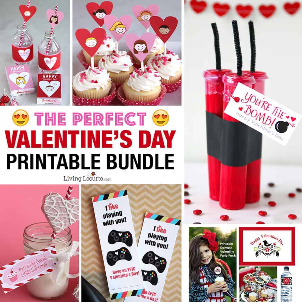 Valentine's Day Printable Bundle! Adorable Valentines Day printables for kids, the classroom and DIY gift ideas. 