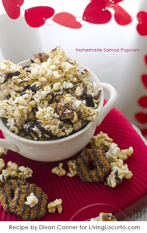 Homemade Samoa Popcorn (Chocolate, Caramel and Coconut)