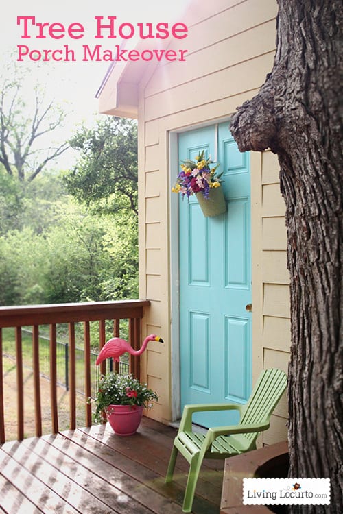 Tree House Porch Makeover. How to Paint an Exterior Door in a few simple steps! LivingLocurto.com