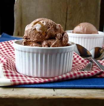Easy Chocolate Ice Cream with Caramel. Recipe by Miss in the Kitchen.