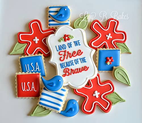 4th of July Patriotic Party Ideas with Printables. Cookies by Lizy B Bakes. LivingLocurto.com