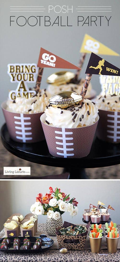 Free Printable Football Cupcake Wrappers. Perfect for any Football Themed birthday, Super Bowl, Fantasy Football Party. LivingLocurto.com