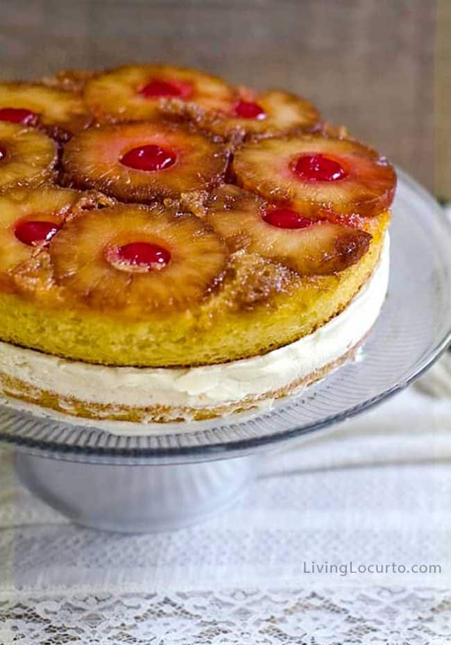 An easy homemade Pineapple Upside Down Cake recipe turned into an ice cream cake. This classic cake combined with vanilla ice cream makes the perfect summer ice box cake.